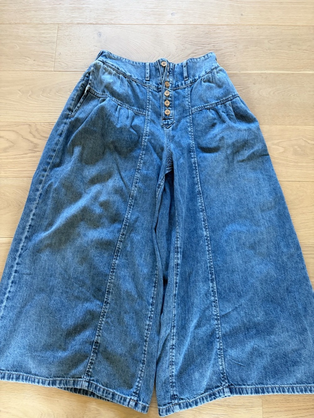 We The Free Wide Leg High-Rise Jeans in Blue Denim